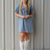 Sailor Collar Denim Dress