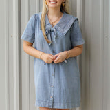 Sailor Collar Denim Dress