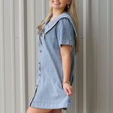 Sailor Collar Denim Dress