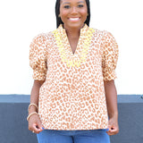 Embroidered Detail Leopard Top