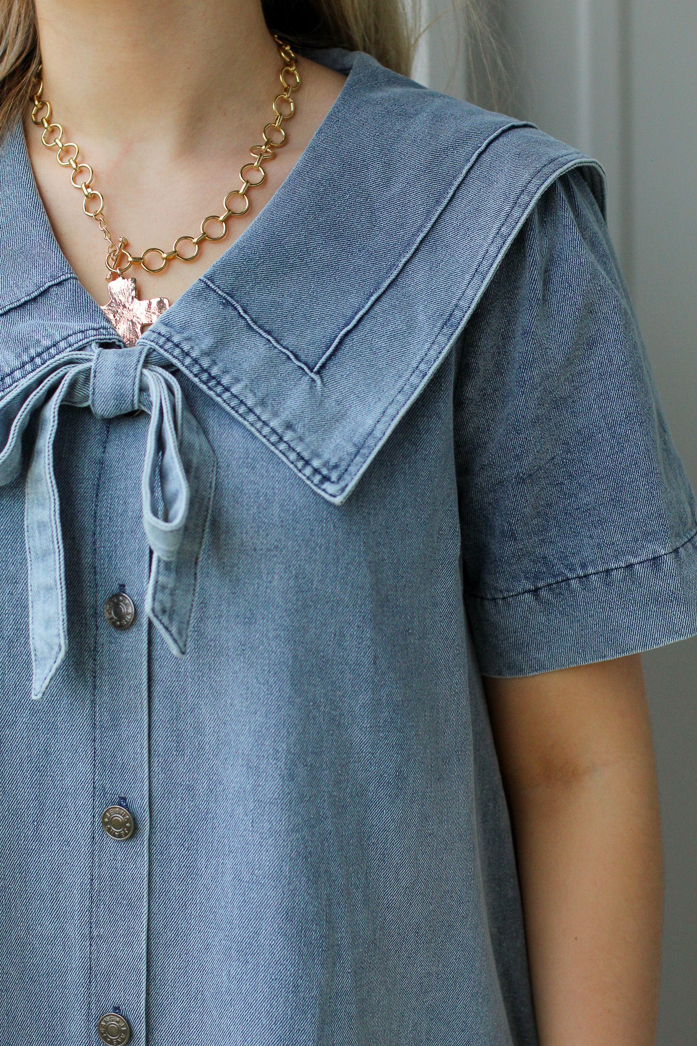 Sailor Collar Denim Dress