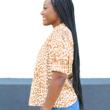 Embroidered Detail Leopard Top