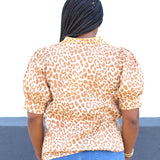 Embroidered Detail Leopard Top