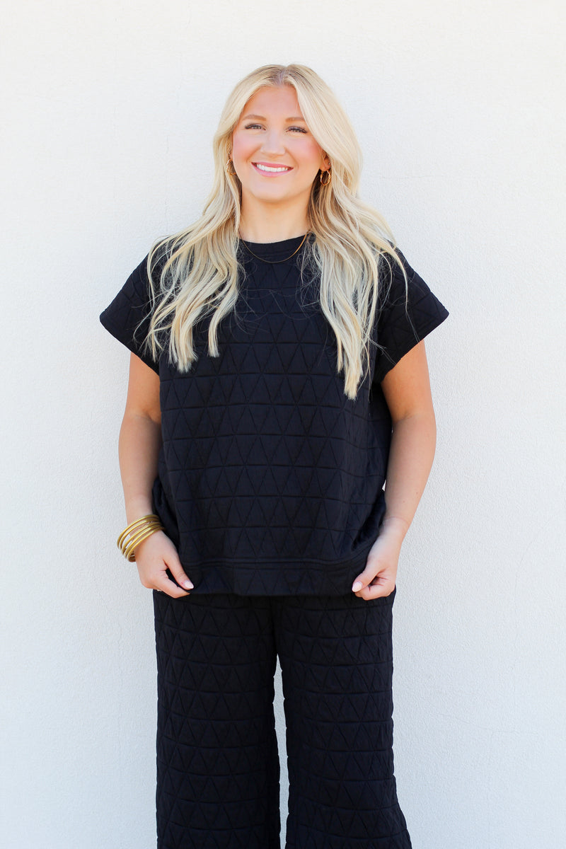 Quilted Cutie Top-Black
