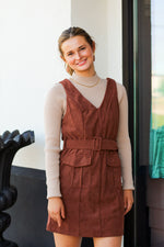 Fall Pocket Dress-Brown