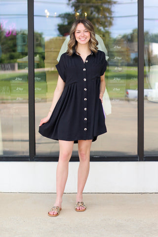 Pleated Shift Dress