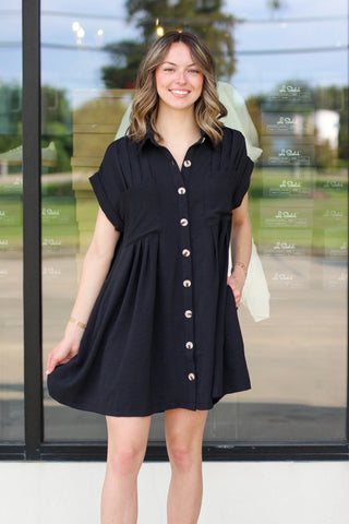 black button down dress 