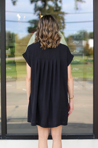 Pleated Shift Dress