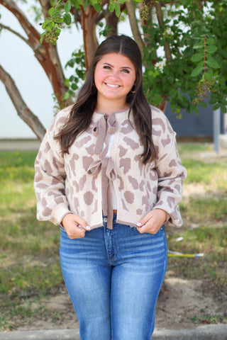 Leopard Bow Cardigan