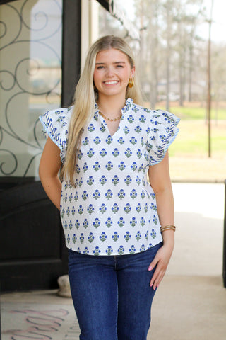 Contrast Print Top