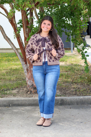 Leopard Bow Cardigan