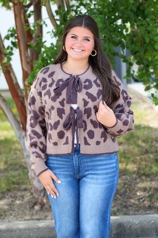 Leopard Bow Cardigan