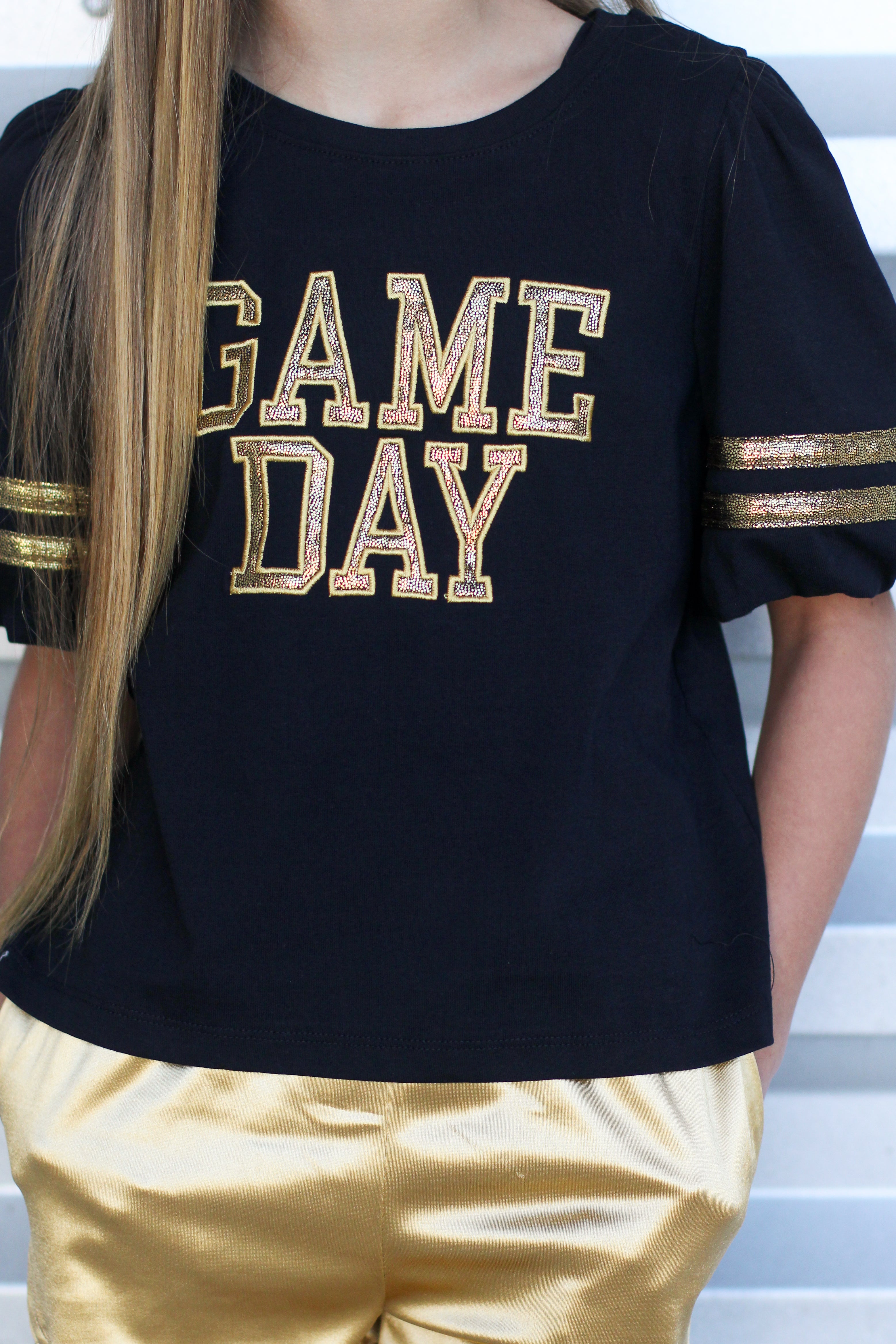 Tiny Metallic Game Day Top