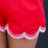 Scalloped with Lace Trim Shorts