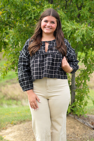 plaid long sleeve top
