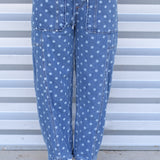 Monochromatic Polka Dot Drawstring Jeans