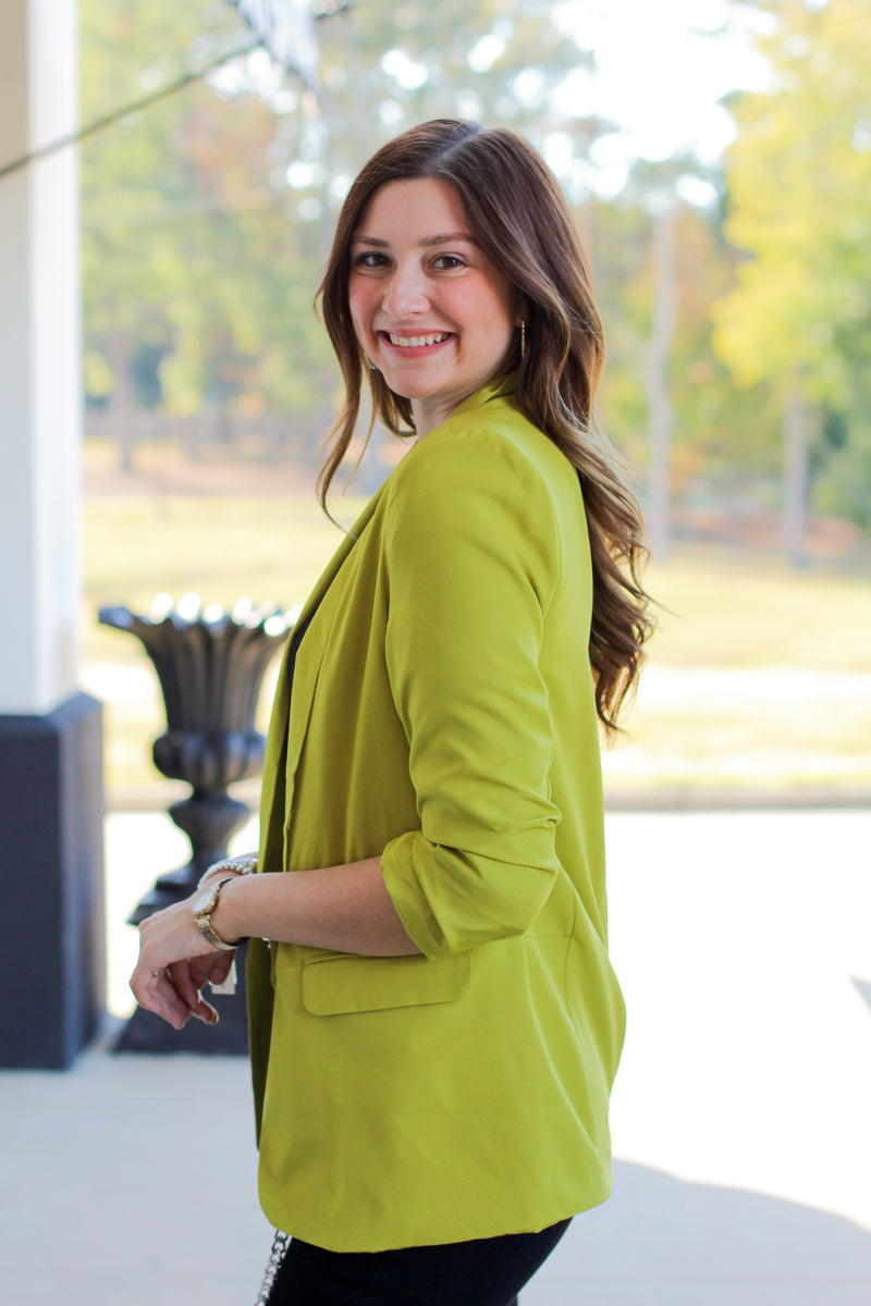 Working Girl Blazer-Chartreuse