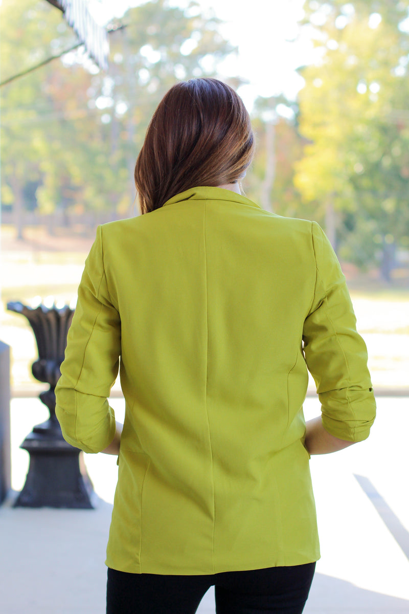 Working Girl Blazer-Chartreuse