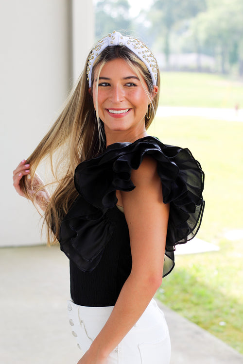 Fun and Frilly Top-Black