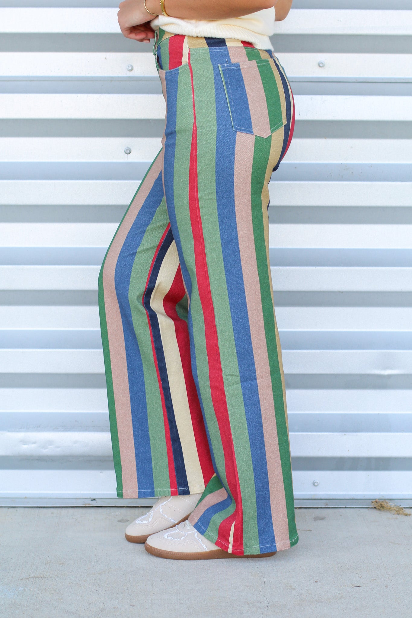 Retro Stipe Wide Leg Jeans