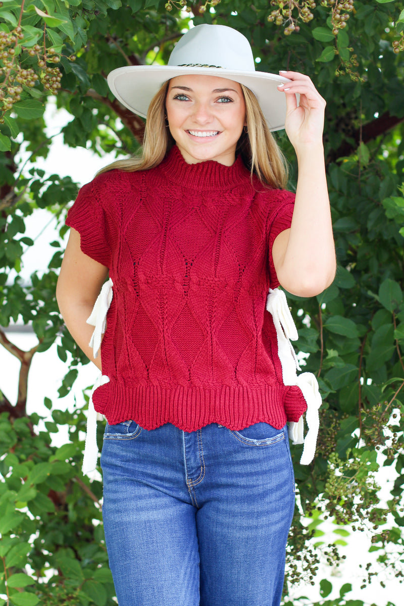 Cable Knit Bow Sweater