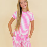 Tween Lulu Mac Monochromatic Stripe Baby Doll Top