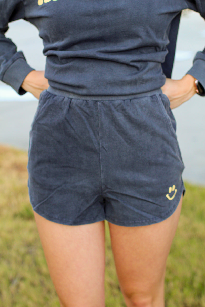 Happy Girl Shorts-Charcoal