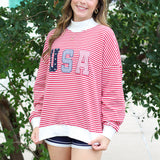 USA Striped Mock Neck Sweatshirt