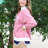 USA Striped Mock Neck Sweatshirt