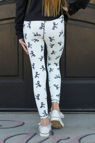 Little Girl Bow Athletic Leggings
