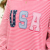 USA Striped Mock Neck Sweatshirt