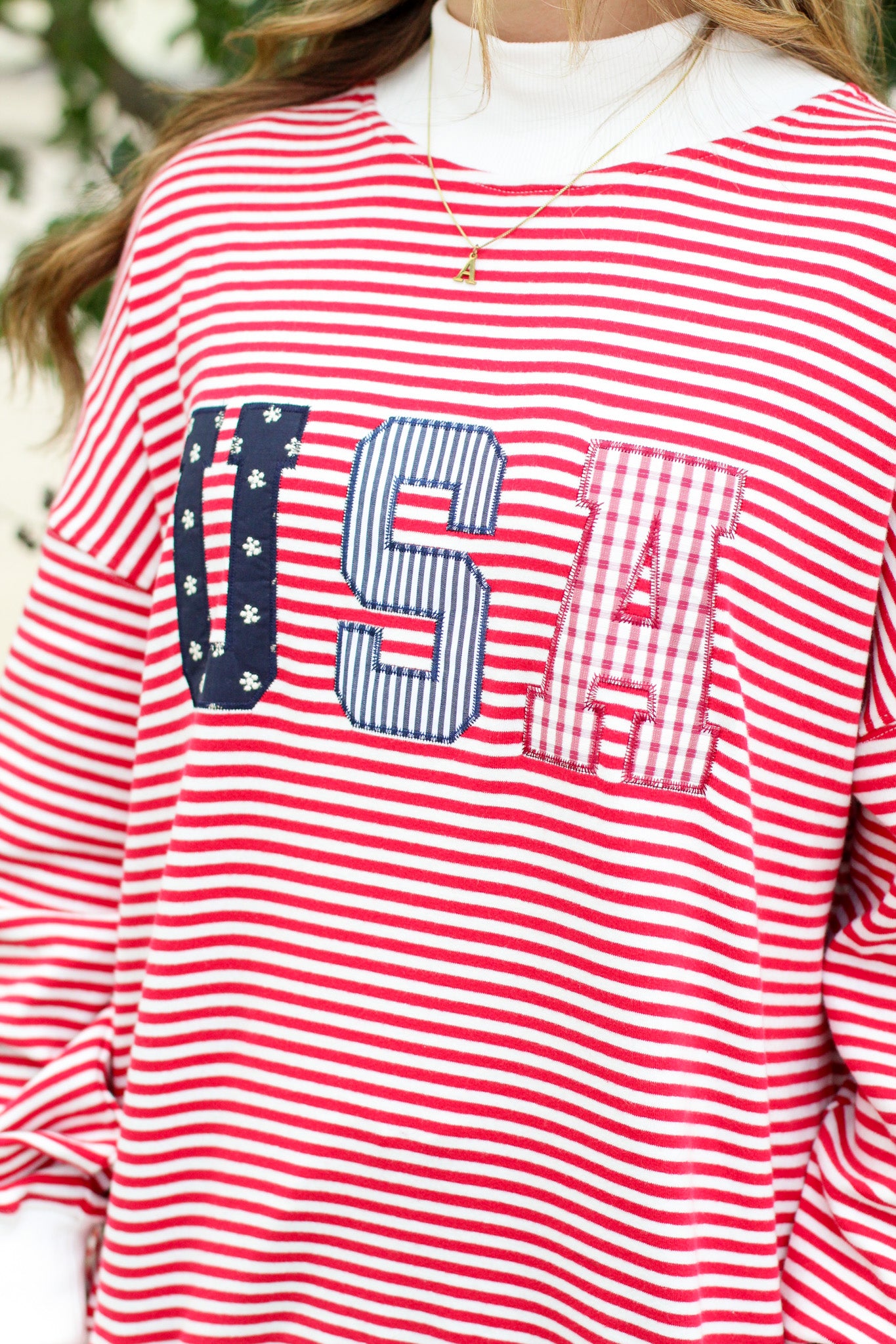 USA Striped Mock Neck Sweatshirt