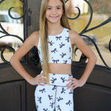 white bow tween sports bra