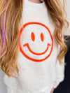 Fuzzy Happy Face Sweater-Cream