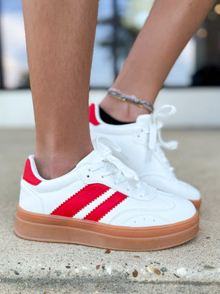 kid platform sneakers with stripes