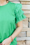 Tulle Sleeve Top-Green