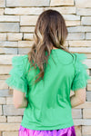Tulle Sleeve Top-Green