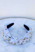 Colorful Jeweled Headband-Baby Blue