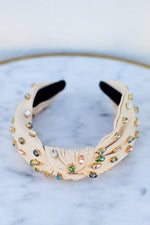 Colorful Jeweled Headband-Cream