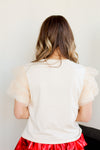 Tulle Sleeve Top-Beige
