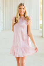 Shimmer Babydoll Dress-Blush