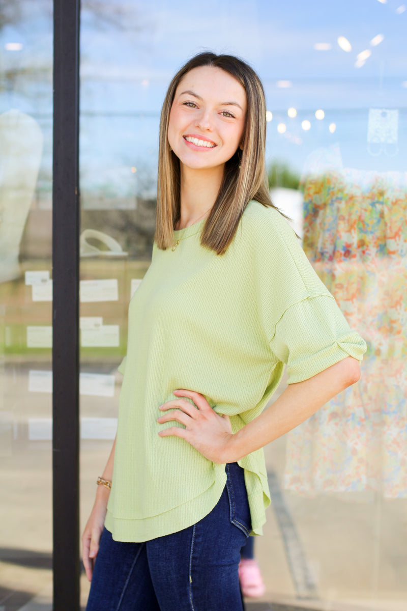 Oh So Comfy Top-Lime
