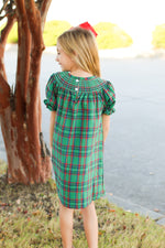 Christmas Plaid Dress-Green