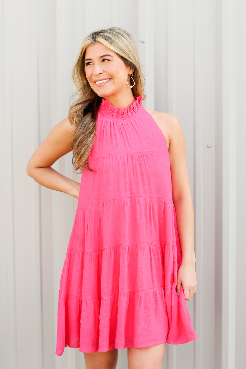 Springtime Days Dress-Hot Pink