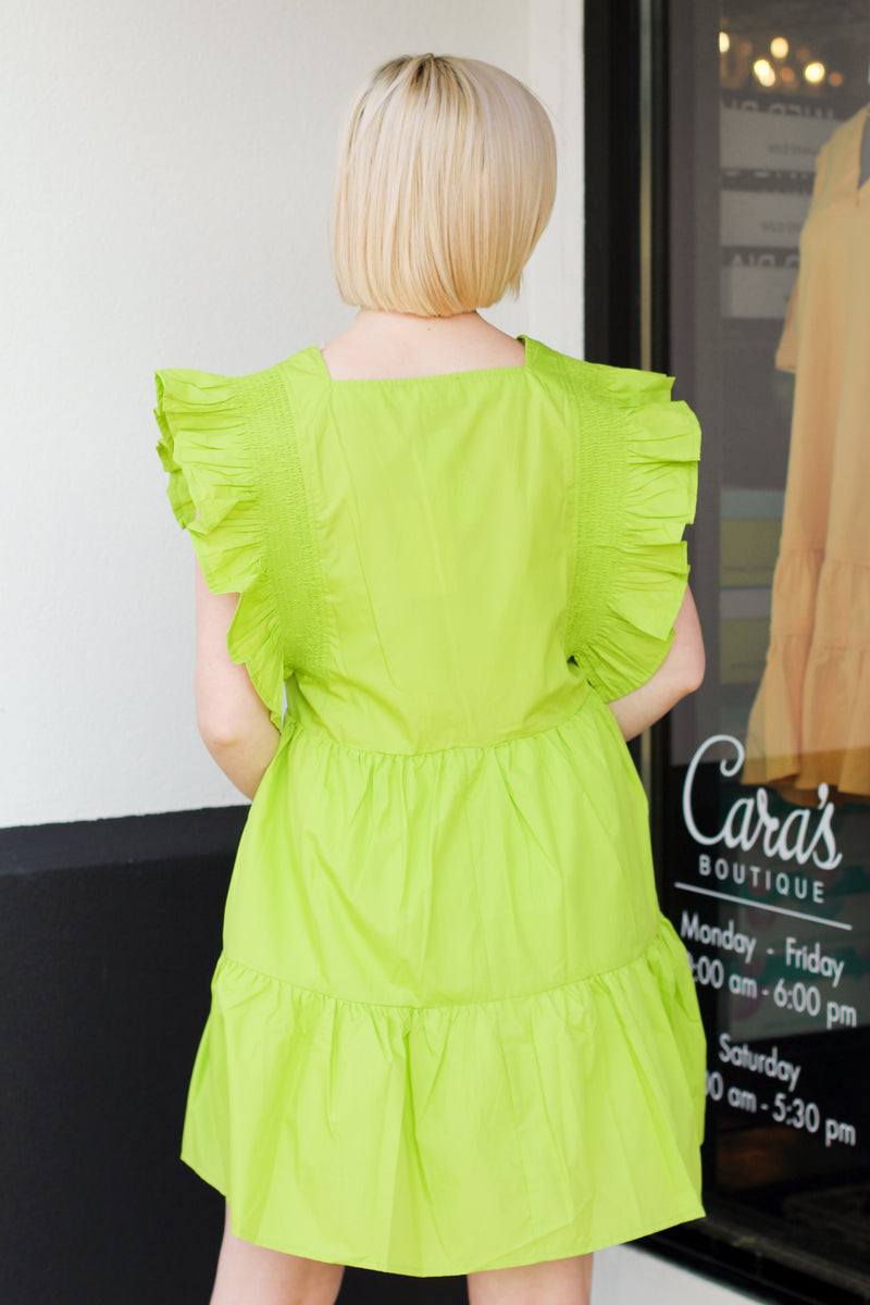 Call Me Sometime Dress-Lime Green
