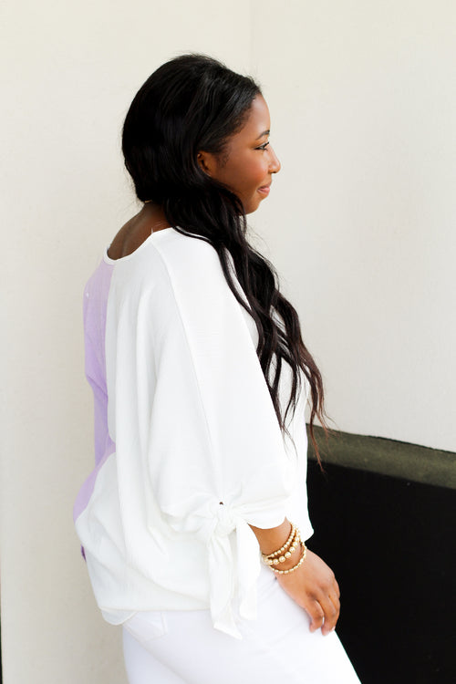 Two Colors Top-White/Purple