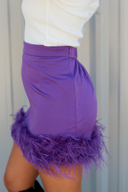 Featured Feather Skirt-Dark Purple