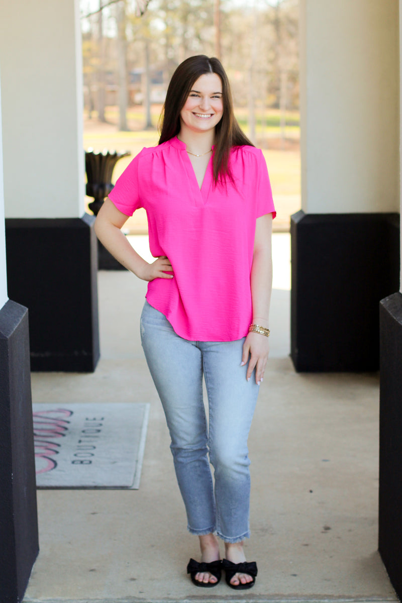 Casual Outing Top-Hot Pink