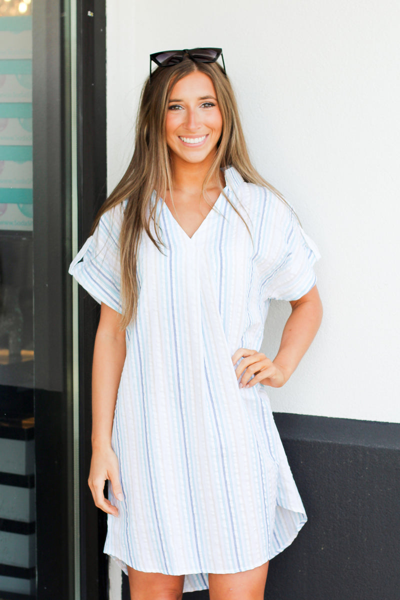 Betsy Beach Dress-Blue/White