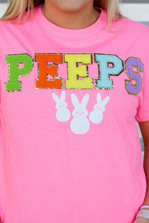 Peeps Patch Tee-Neon Pink